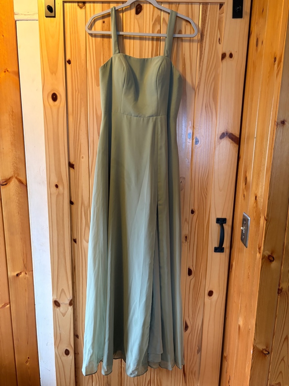 Azazie Sage Green Square Neck Maxi Dress
